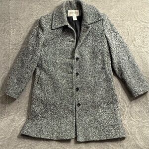 Vintage Chadwicks Gray Herringbone 100% Wool Overcoat  Women’s 6P Petites